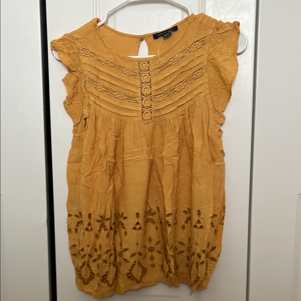 Yellow Embroidered Women's Top